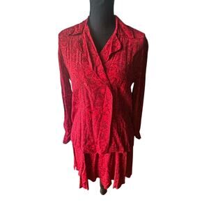 Vintage Evan Picone Red Shirt & Skirt Set 80s 90s Power Suit Skirt 6 Top 4